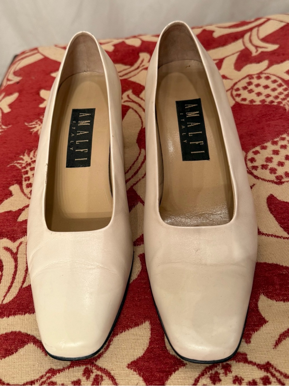 Amalfi Cream Square Toe Leather Flats